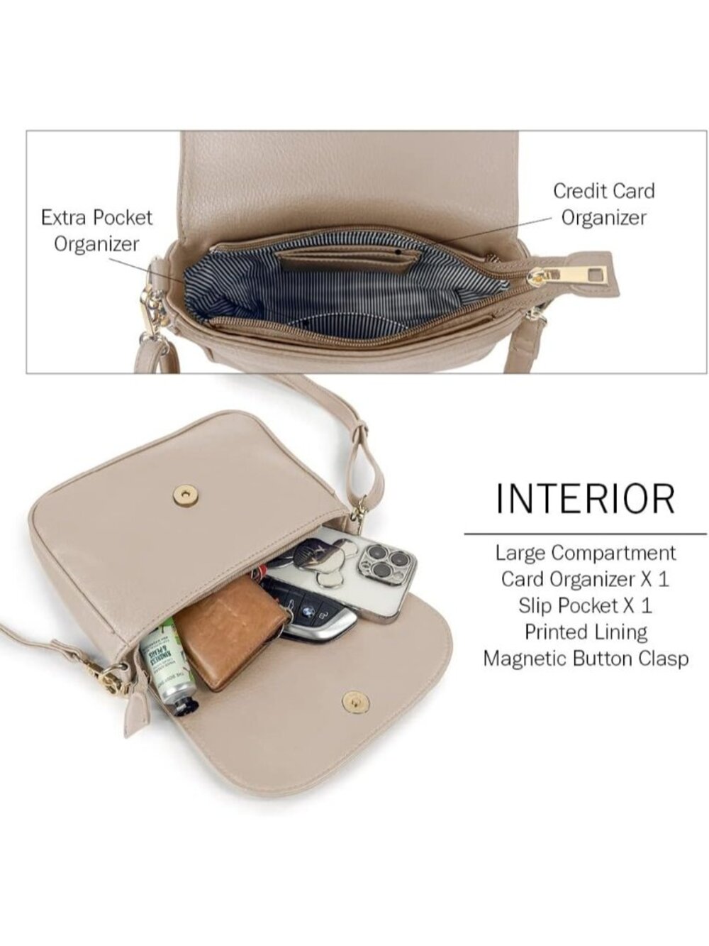 〽️Women's Stone Small Tassel Vegan Leather Trendy Flap Crossbody Shoulder Bag - Picture 2 of 6